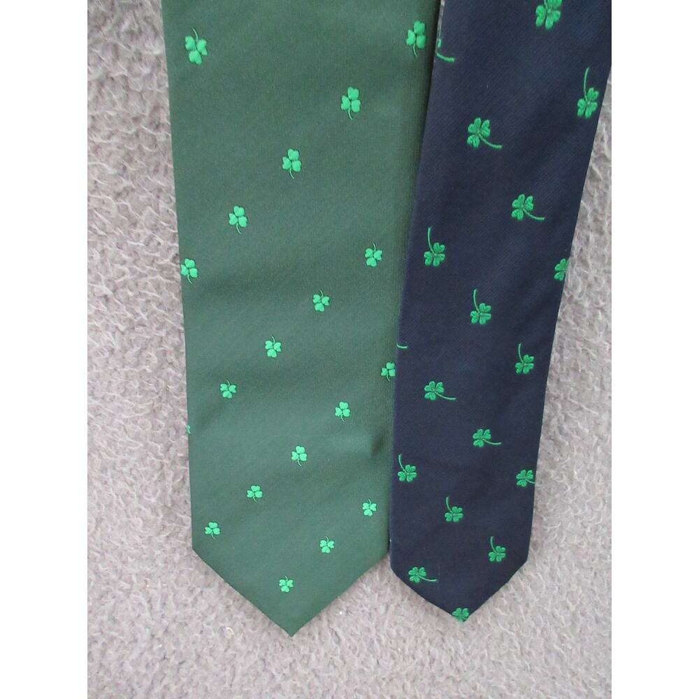 Lot of 2 VINTAGE Shamrock Clover St. Patrick's Day Necktie Tie CONNEMARA IRELAND